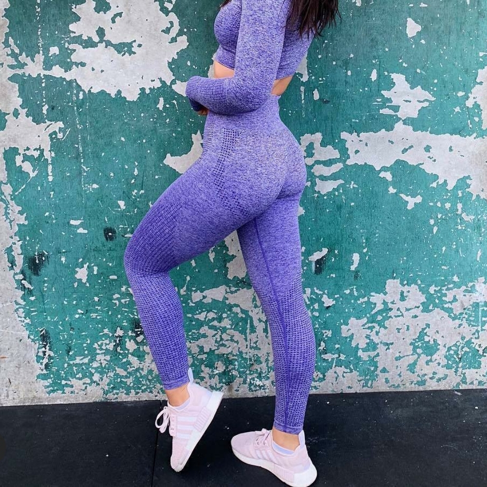 Purple gym shark leggings